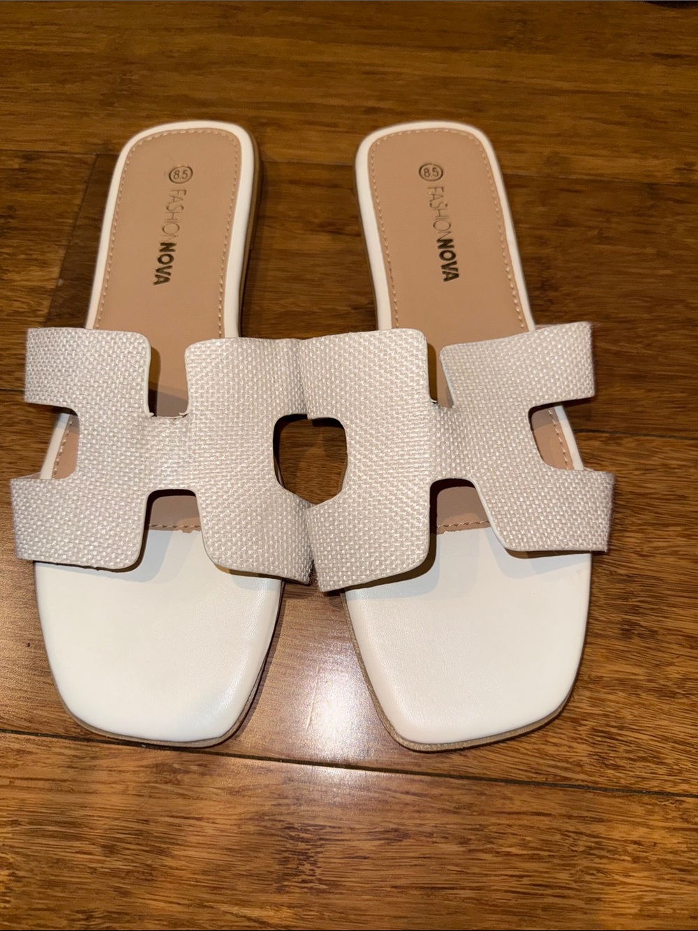 Fashion Nova Cream Textured Slide Sandals - Women's Open-Toe Slip-Ons